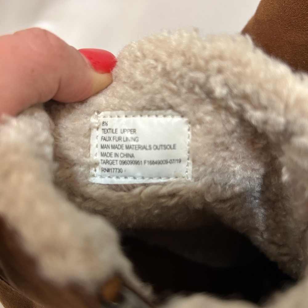 Women’s a new day Tan Suede Zipper Boots - Faux Fur lined - size 8.5 - Picture 6 of 7